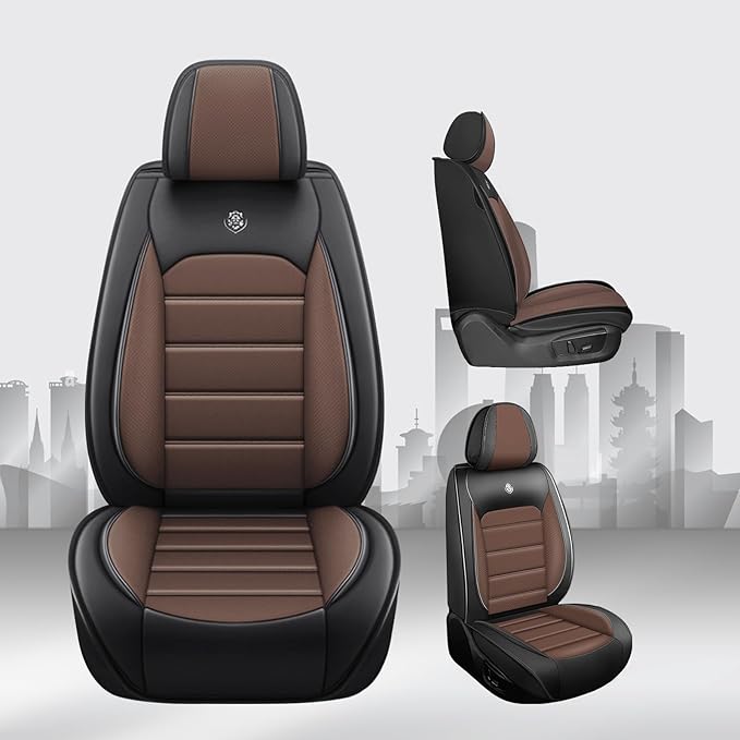 JOJ Car Seat Cover for Infiniti QX80 Seat Covers for Cars 2014-2026,Leather Waterproof Car Seat Covers Full Set,All Weather Tech Car Seat Protector,8 Seats Black Coffee