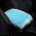Auto Center Console Pad, 11.8" x 7.9" Furry Armrest Cover Universal for SUV/Truck/Car, Warm Winter Premium Faux Sheepskin Wool, Soft Fluffy Car Armrest Seat Box Cushion Protector (Blue)