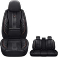 Pengchen Waterproof 5 Car Seat Covers for Honda Accord Crosstour 2010-2011, Premium Faux Leather Automotive Front and Back Seat Protectors Compatible with Airbag Black & Coffee Line