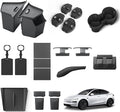LUCKEASY Organizer for Tesla Model Y Juniper 2025+ Rear Trunk Storage Bins|Wireless Charging Pad|Seat Belt Buckle|Key Card|Center Mat|Glove Box Hook|Seat Hooks|Gear Shift|Door Lock Buckles|Cup Holder