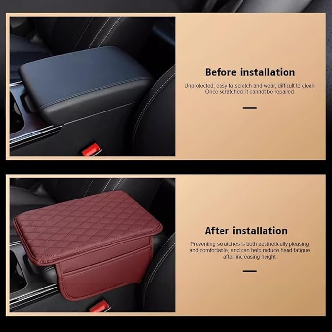 Car Armrest Cushion for Suzuki Baleno 2015-2022 2023 2024 2025 2026, Car Centre Console Pad Scratch Protection Waterproof Armrest Cushion Interior Accessories,Beige