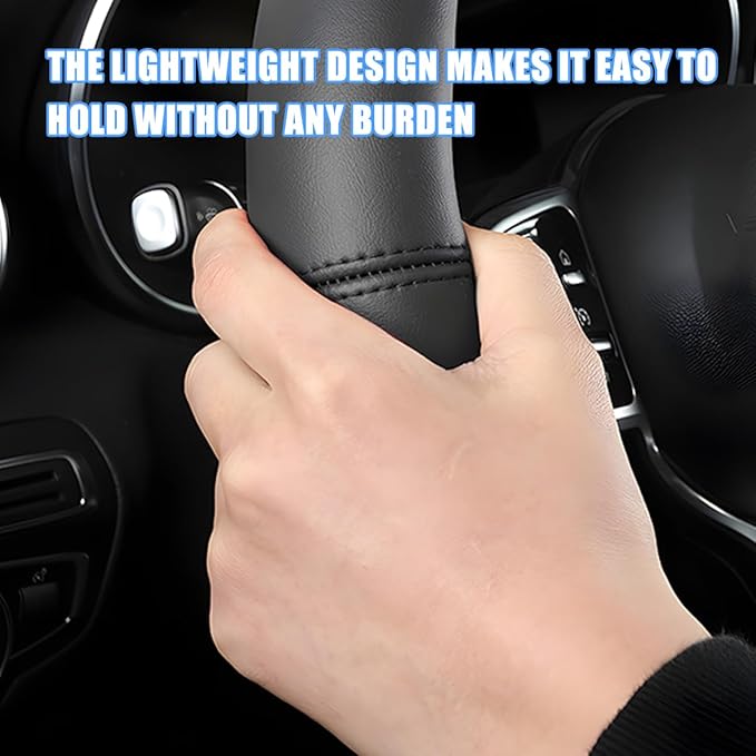 Car Steering Wheel Cover, 15 Inch Leather Anti-Slip Breathable Vehicle Steering Wheel Protector, Automotive Interior Protection Accessories, Universal for SUV Sedan Truck (Black)