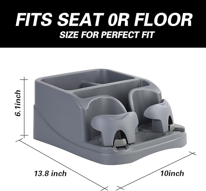 LoyaGour Center Console Organizer,Automotive Consoles Organizers and Storage with 2 Adjustable Cup Holders,Back Bench and Front Seat or Floor Middle Console Universal for Car Truck RV Van SUV (Grey)