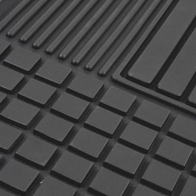 Motor Trend 2-Piece Premium All Weather Rubber Floor Mats for Cars SUVs Trucks, Heavy Duty Universal Fit Trim To Fit Protection (2 Front Floor Mats)