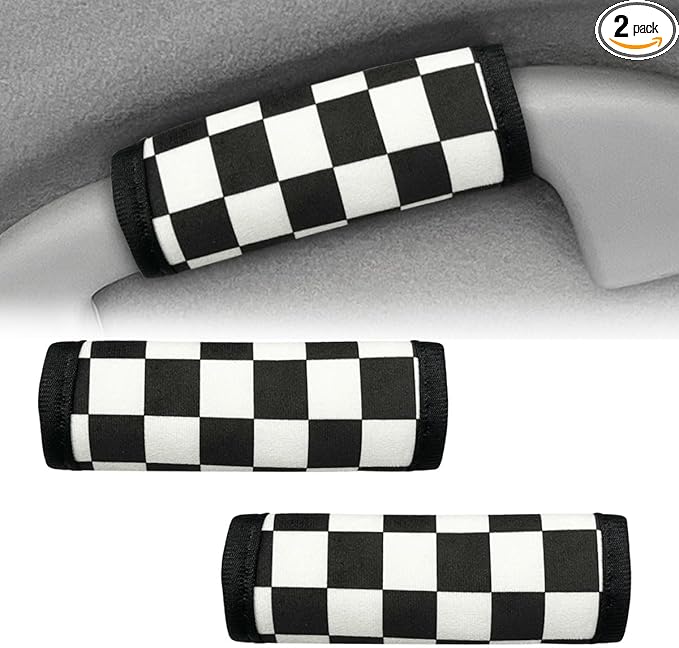 Car Inside Door Handle Protector, Soft Plush Car Inner Front Rear Door Pull Handle Cover, Universal Anti-Scratch Vehicle Interior Grip Gloves Decoration Accessories for Women Men (BL&WH-2PCS)