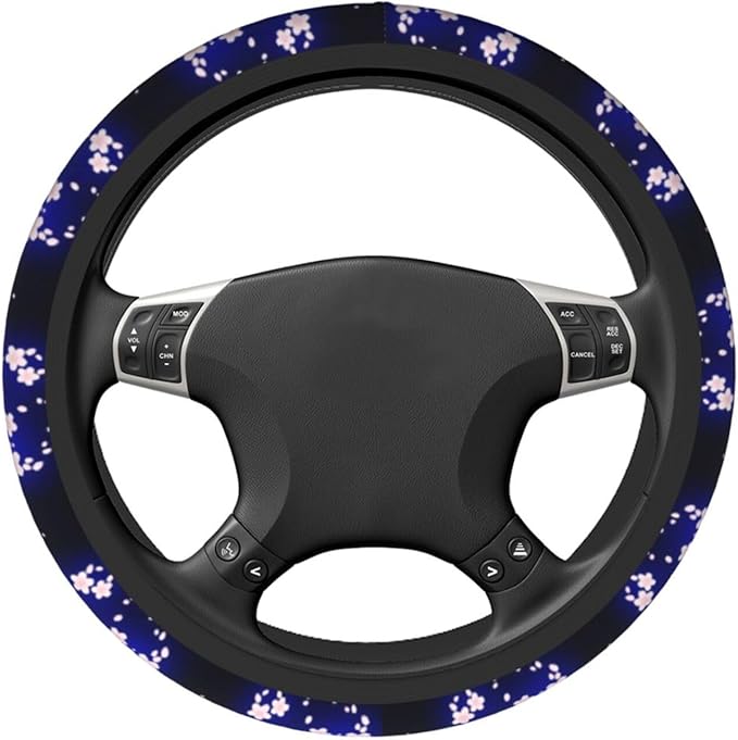 Blue Butterfly Floral Steering Wheel Cover for Women Men Girls Car Accessories Decor Anti-Slip Neoprene Auto Steering Wheel Covers Protector Universal 15 Inch