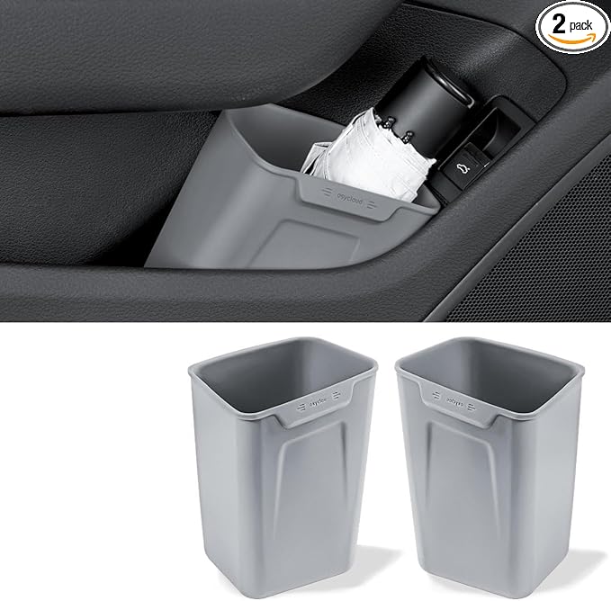 XmuxHai Car Interior Storage Box, Black Silicone Door Side Organizer with Umbrella Holder and Trash Can, Vehicle Accessory (Grey)