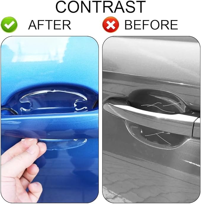 Car Door Handle Protector,12PCS Rearview Mirrors Anti-Scratches Guard Scratch Sticker, Universal Waterproof Protection Film for Most Car (Transparent)