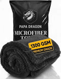 Papa Dragon Extra Large Car Drying Towel | 1300 GSM 25"x34" | Super Absorbent Microfiber Towel for Cars, Streak-Free, Scratch-Free Detailing Towel for Cars, Truck, SUV - 1 Pack