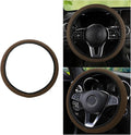 Stretch Elastic Steering Wheel Cover, All-Season Comfort, Warm in Winter & Cool in Summer, Universal 15 Inch Microfiber Breathable Ice Silk, Anti-Slip, Odorless, Easy Carry, Fit Car, SUV (Coffee)