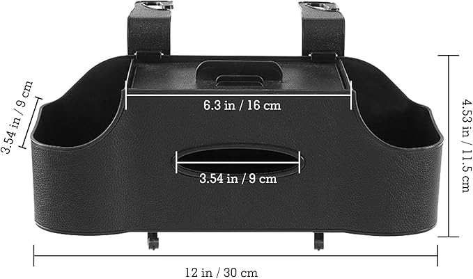 SADIFOKPLY Back Seat Car Organizer, Upgraded Multifunctional Car Storage Box, Hanging Back Seat Storage Organizer, with Phone Holder, Tissue Box, Cup Holders, Hooks (Type B - Black)