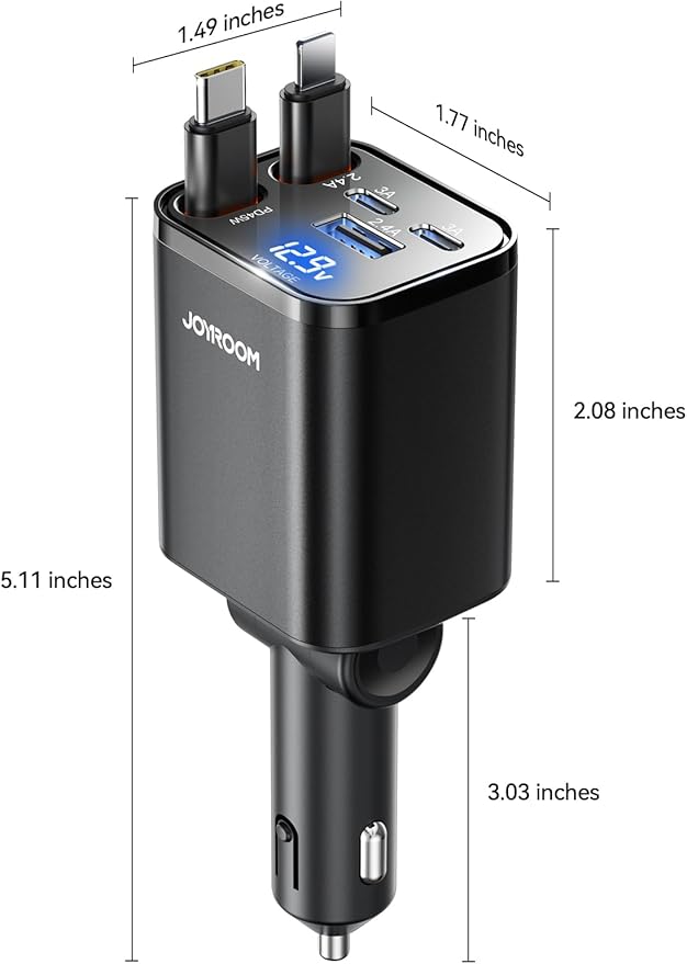 [5 in 1] 99W Retractable Car Charger Adapter, PD45W Car Charger USB C Fast Charging, Car Accessories,Tech Gadgets 2026 Birthday Gifts for Women Men for iPhone17 16 15 14 Pro Max, Samsung
