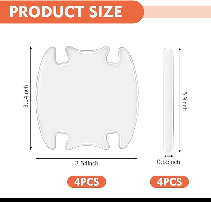 8 PCS Car Door Handle Protector, Scratch-Resistant Elastic Protection for Rearview Bumper Door Bowl Handle, No-Trace Self-Adhesive Paint Guard Stickers, Ultra-Clear Sticker (Transparent)