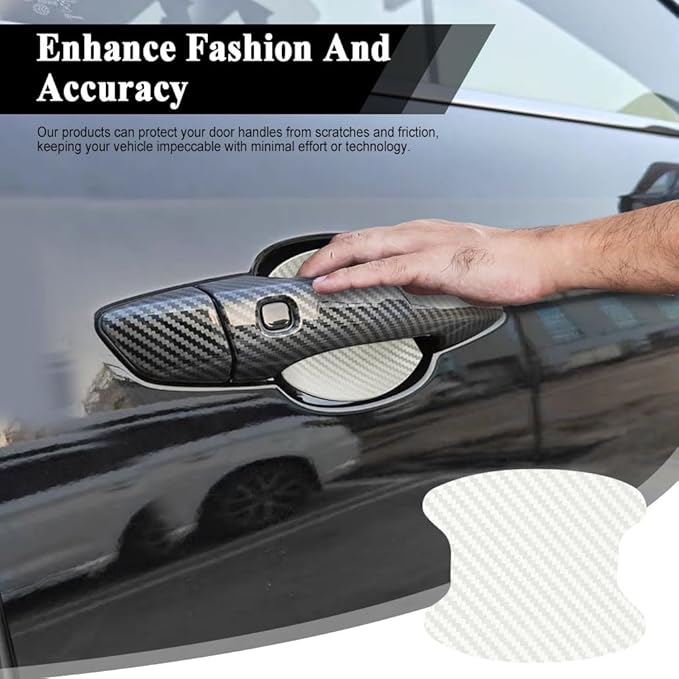 8PCS Car Door Handle Cup Scratch Protector, Car Door Handle Sticker, Scratch Auto Door Protective Film, Car Accessories Car Door Handle Protective Films Universal for Cars (White, 8PCS)