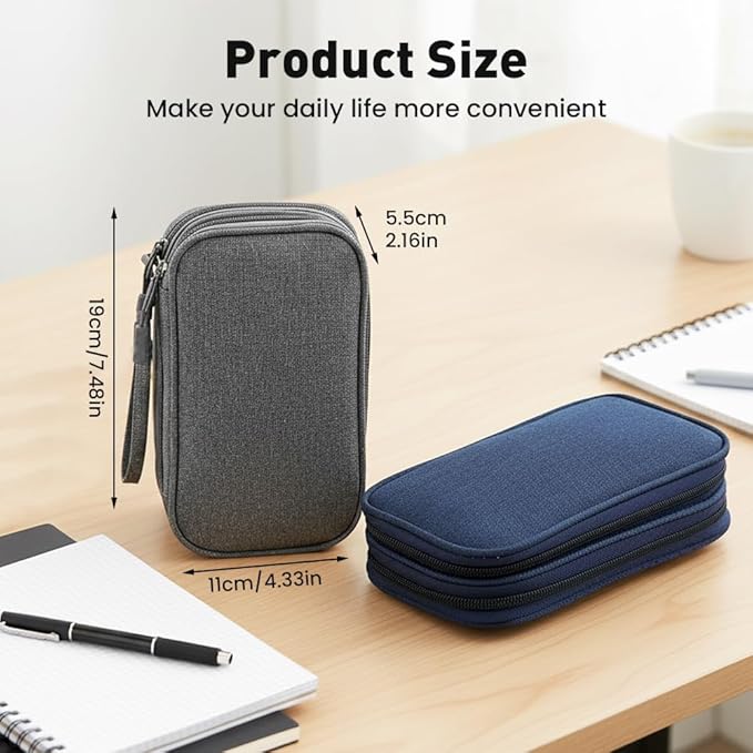 Travel Cable Organizer Pouch, 2026 Updated Cord Organizer Box, Double Layers Electronics Cable Organizer Box, All in One Cable Organizer Bag for Cable, Cord, Charger, Adapter, SD Card (Pink)