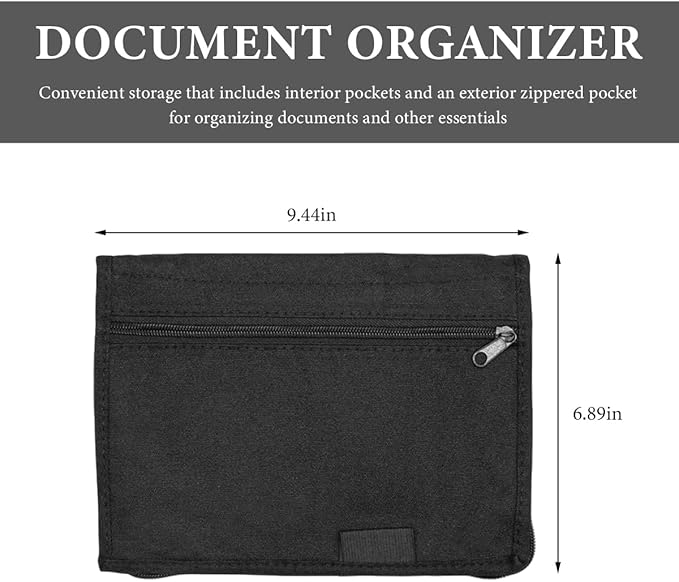 Car Registration and Insurance Holder, Glove Box Compartment Document Holder Owner Manual Case, Soft Zippered Pouch Multi-Pocket Glove Bag for Auto Insurance License Cards