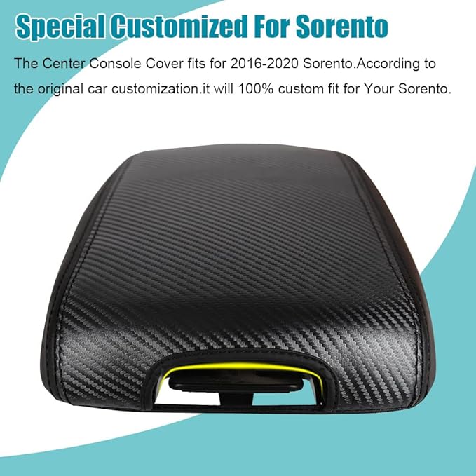 LEXLEY Center Console Pad Armrest Box Cover Waterproof Anti-Scratch Leather Protector Covers For Kia 2016-2020 Sorento-Carbon fiber