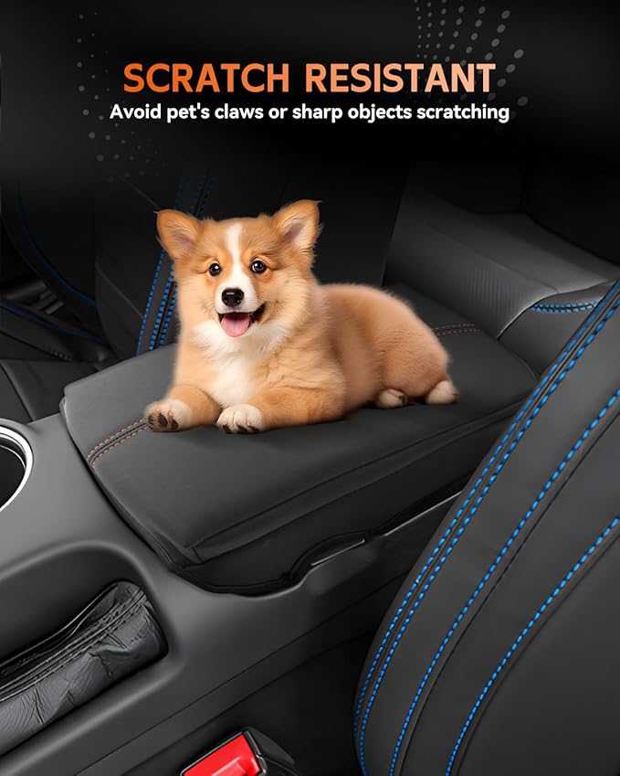 CDEFG for Ford Mustang 2024-2025 2026 Center Console Cover Armrest Box Cover for Mustang 2024 2025 2026 Accessories Console Arm Rest Protector Thickened Orange Line