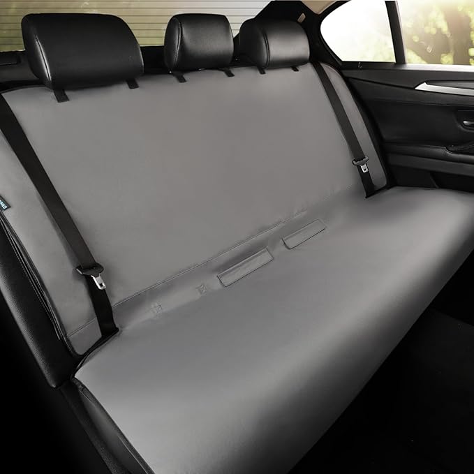 Xokaimeo Waterproof Car Seat Covers Grey with - Washable Rear Bench Car Seat Protectors with Anti Slip Bottom - Durable Auto Seat Cushions Universal Fit for Vehicles Cars SUV Trucks