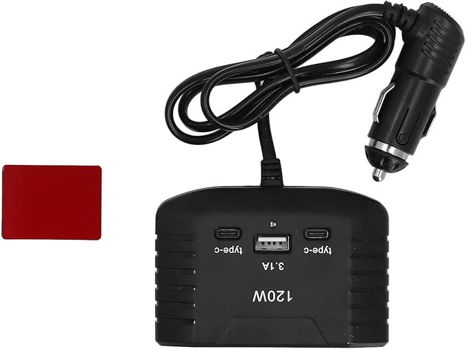 SUNGOOYUE 120W MultiPort Car Charger, DualPort USB TypeC Power Adapter for Efficient Charging, Daily Life and Travel, ABS Material