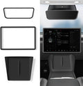 Farmogo Protector Trim Frame for 15.4'' Tesla Model Y & Model 3 Highland 2024-2026 Accessories with Wireless Silicone Charging Mat Screen Edge & Rearview Mirror Protector Frame (3PCS Black)