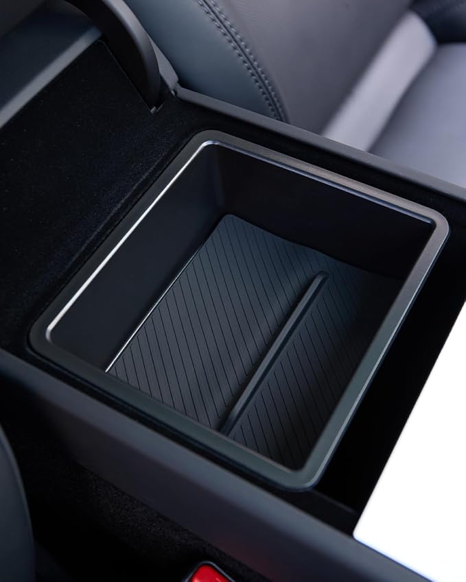 DORENA 4PCS Center Console Organizer Tray for Tesla Model 3 Highland 2024 2025 Accessories Cup Holder Inserts, Armrest Storage Box, Center Console, Wireless Charging Pad Silicone Mat Black