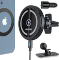 OHLPRO MagSafe Car Mount Charger, 15W QC 3.0 Fast Charging for iPhone 17 ProMax, Pro, Plus, 16, 15, 14, 13, 12 Series, Stick on Car Dashboard & Air Vent Phone Holder
