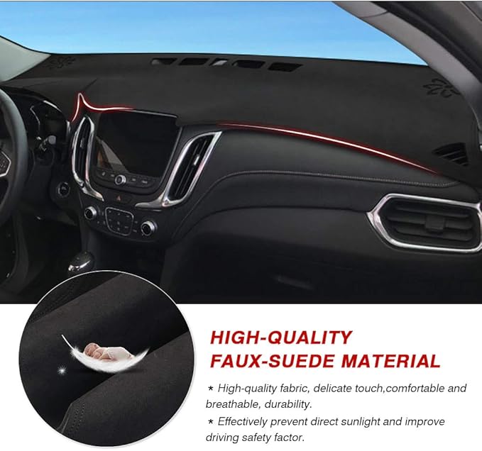 CARTIST Dashboard Cover Mat for 2018-2022 2023 2024 Chevy/Chevrolet Equinox Accessories Dash Cover Flannel Dash Mat Sunshade Glare UV Rays Protector