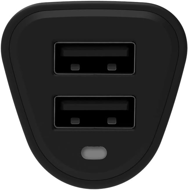 Griffin PowerJolt Dual Universal USB-A 12W Car Charger, Compact Car Charger with Dual USB-A Output Ports, Black (GP-108-BLK)
