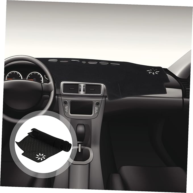 Mikinona Dash Cover Anti-Skid Dashboard Mat Polyester Protector with Pre-Cut Vent for Left-Hand Drive Cars Sunlight Glare and Scratch Resistant Car Interior Pad