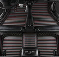 Customize Car Floor Mats for 99% Sedan SUV Sports Car All Weather Leather Full Coverage Waterproof Non-Slip Vehicle Lining Pads (Black and red Stripes)