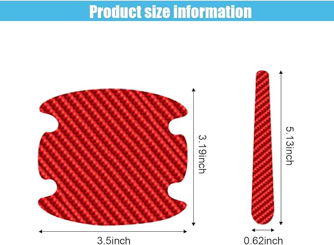 8PCS Car Door Handle Scratch Protectors, Carbon Fiber Car Door Handle Bowl Sticker, Universal Auto Doors Handles Paint Guard Cover, Doors Handles Cup Protective Film for Cars (Red)