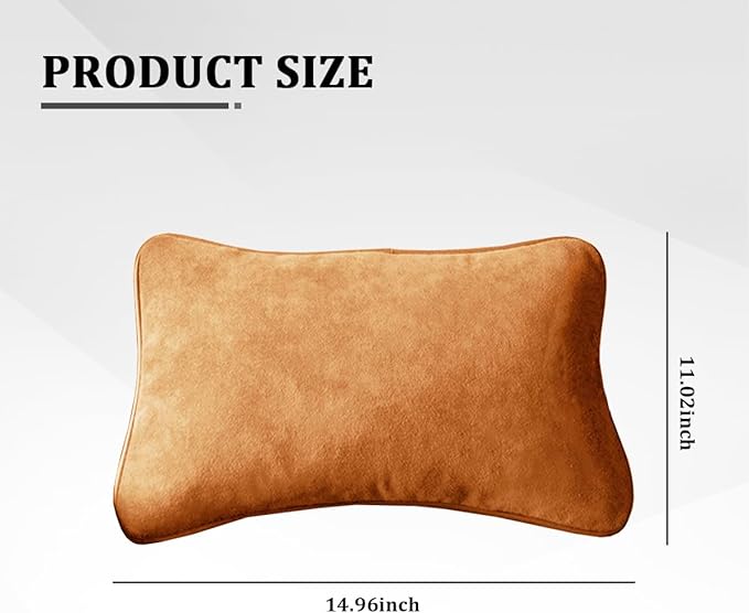 Car Lumbar Support Pillow, Suede Leather Vehicle Driving Seat Lumbar Support Pillow for Lower Back Pain Relief, Auto Interior Back Cushion Pad, Universal for SUV Sedan Truck (Orange/Yellow)