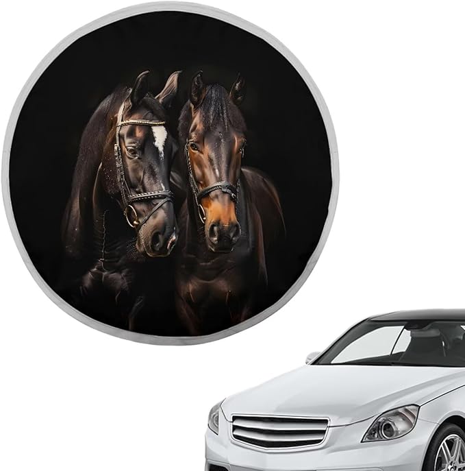 Vintage Horse Pattern Washable Steering Wheel Sunshade Cover for Car SUV Truck Van Cooling Steering Wheel Sun Block Steering Wheel Covers Steering Wheel UV Reflector Shade Cover