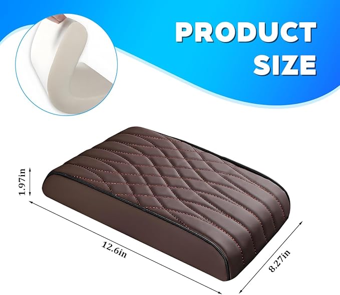BESULEN Car Center Console Cover, Memory Foam Scratch & Wear Resistant Vehicle Armrest Storage Box Cushion Pad, Auto Interior Middle Console Protector, Universal for Sedan RV Pickup (Coffee)