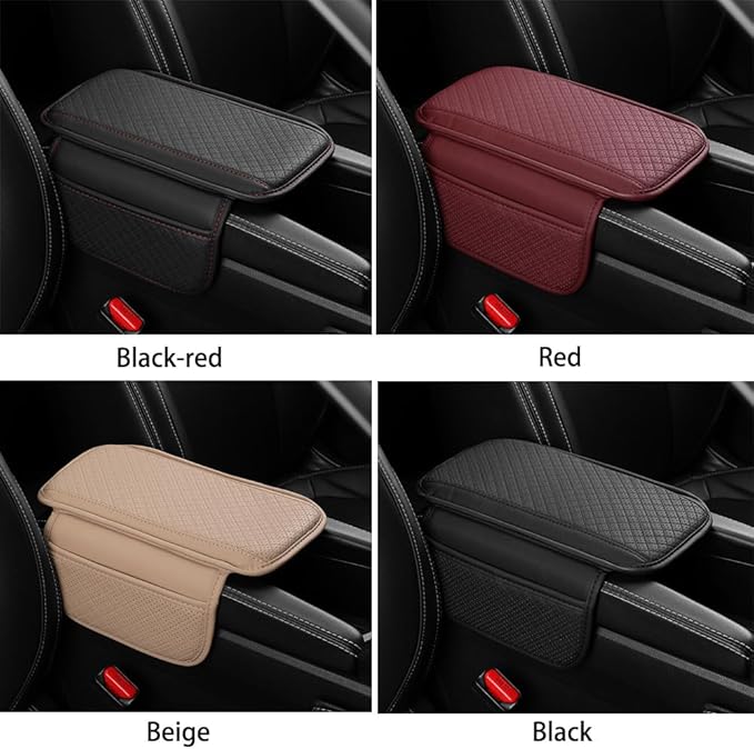 Cxtiy Upgraded Car Center Console Cover,Microfiber Leather Car Armrest Cover Cushion with 2 Storage Bags,Universal Car Armrest Storage Box Car Interior Accessories for Most Vehicles (Black)