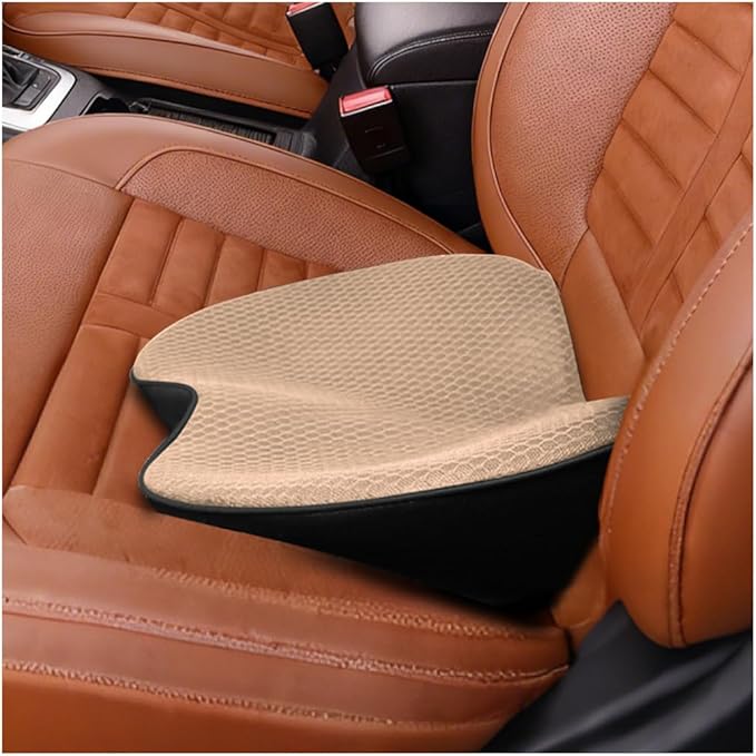 Car Seat Cushion, Memory Foam Sciatica & Lower Back Pain Relief Vehicle Chair Pillow for Driving, Breathable Automotive Seat Support Pad, Universal for SUV Sedan Truck (Beige)