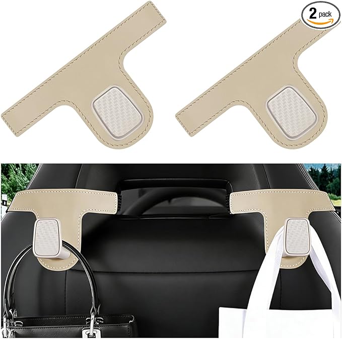 HZEL Car Seat Headrest Hook, 2PCS Vehicle Back Seat Hanger Holder Hook, Multipurpose Automotive Interior Headrest Storage Organizer for Purses Bags Coats, Universal Fit (Black Yellow)