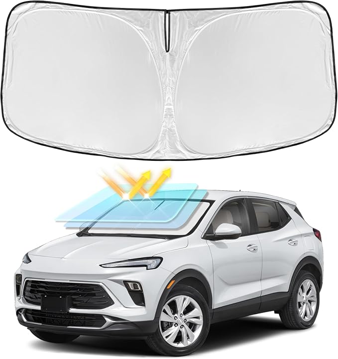 for Buick Encore GX 2020-2024 2025 2026 Windshield Sun Shade - 4 Layers Car Sunshades Front Windows Shade Cover Custom Fit for Encore Sun Visor 240T Retractable Shade Blocks UV Rays Car Accessories
