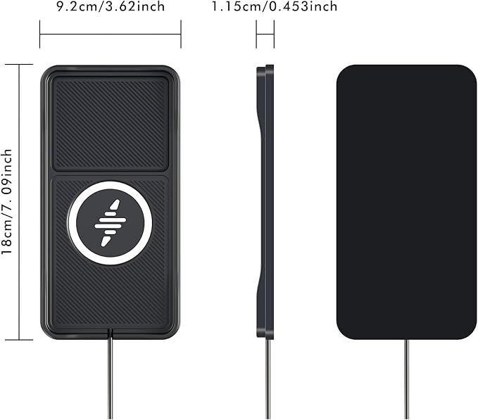 Car Wireless Charger Pad, 15W Fast Non-Slip Wireless Charging Pad for Car with 20W Car Adapter, Compatible with iPhone 17 16 15 14 13 12 Pro Max AirPods,100CM Cable