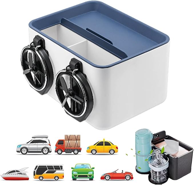 ZMPDJG 2025 New Car Armrest Storage Box, Car Armrest Storage Box with 2 Cup Holders, Universal Between Seat Console Organizer with Phone Slot (F)
