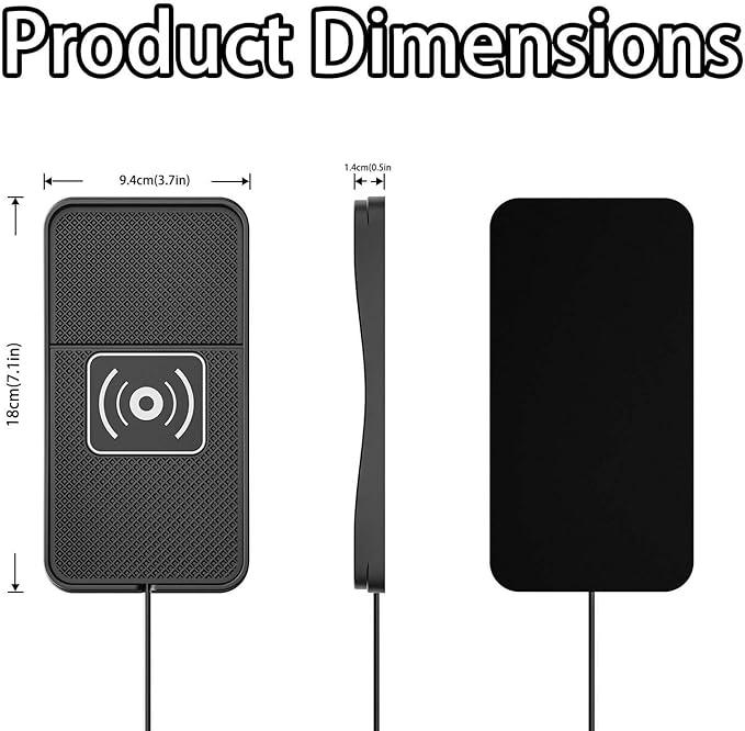 Car Wireless Charger Pad for Ford EcoSport 2018-2022, Fast Car Wireless Charging Pad for Car Center Console, Non Slip Charging Mat,1M-Type C
