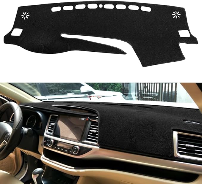 Yiz Dash Cover Mat Custom Fit for Toyota Highlander 2014-2019,Dashboard Cover Pad Carpet (Black) J26