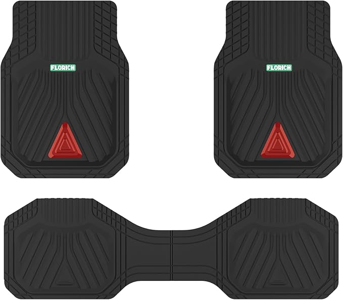 FLORICH Car Floor Mats, Heavy Duty Floor Mats for Cars, 3 Piece All-Weather Floor Mats with Anti-Slip Backing, Universal Trim-to-Fit, Waterproof Automotive Floor Mat for Cars Trucks SUV (Red)