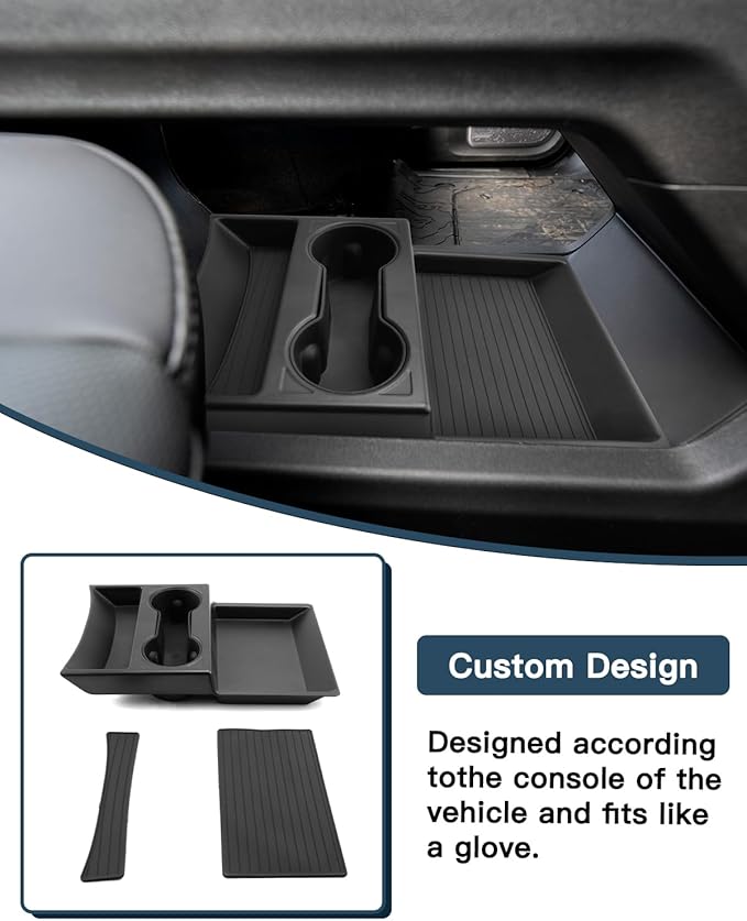 Ruiya Hummer EV Lower Console Organizer for GMC Hummer EV Accessories ABS Material with Cup Holder Under Console Organizer Compatible with (2024/2025) Hummer EV SUV & (2022-2025) Hummer EV Pickup