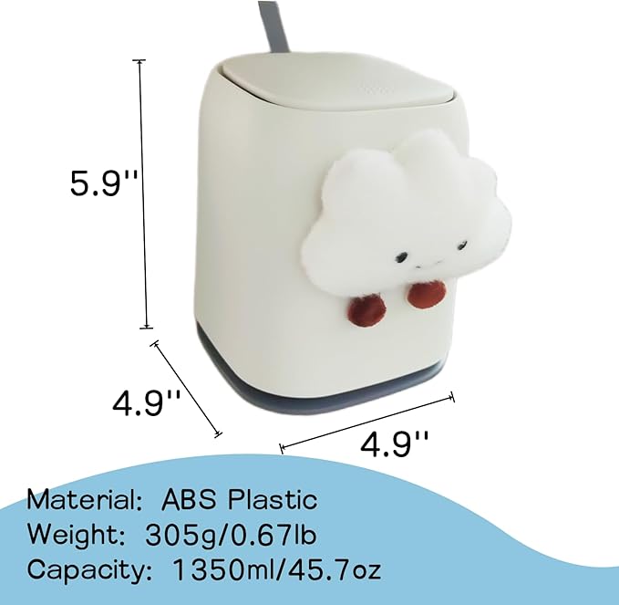 Car Can Garbage Bin Cute Cartoon Style Hanging Car Flip Lid Trash Can Detachable Leak-Proof ABS Material Spaceman Duck Smile Cloud (Smiling Cloud)