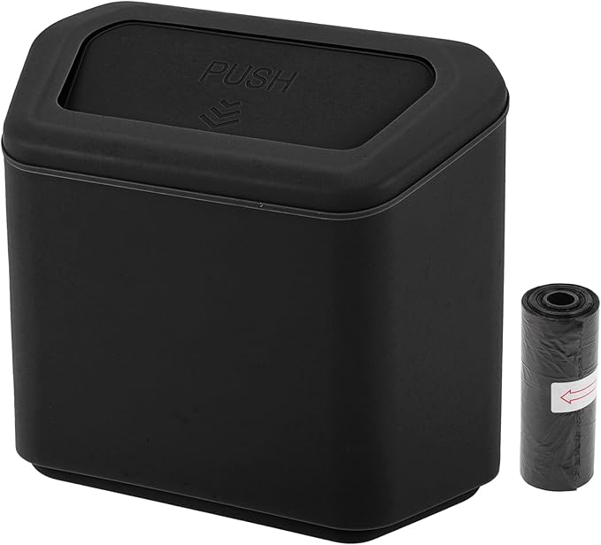 Car Trash Can Car Door 6.3" Length 2.8" Width 5.5" Height Auto Trash Bin Plastic Black Hanging