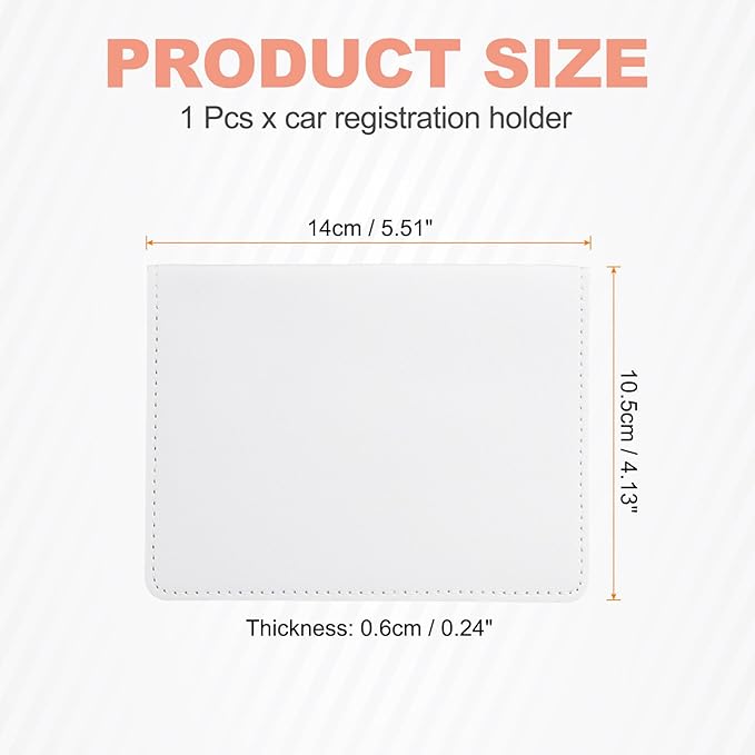 HARFINGTON Car Registration and Insurance Holder 5.51" x 4.13" PU Leather Vehicle Glove Box Organizer Storage Accessories Men Women Car ID Holder for License ID Card Bank Card, White