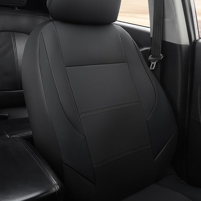 GIANT PANDA Front Car Seat Cover for Hyundai, Leather Bucket Seat Covers Custom Fit Hyundai Sonata Elantra Santa Fe Tucson Accent Kona Palisade Genesis Venue Ioniq(Black) 2-Pack