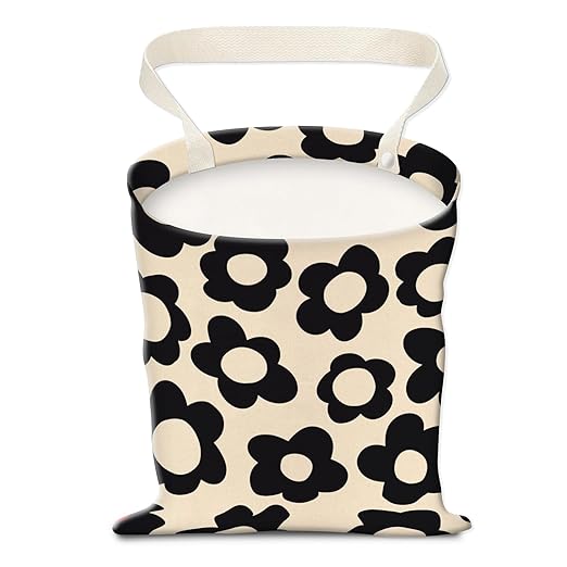 AUEKLLW Car Trash Can, Hanging Garbage Bin for Men and Women, Cute Car Organizer and Storage Bag, Canvas Vehicle Trash Can Bag Easy-to-Install Boho Black Floral